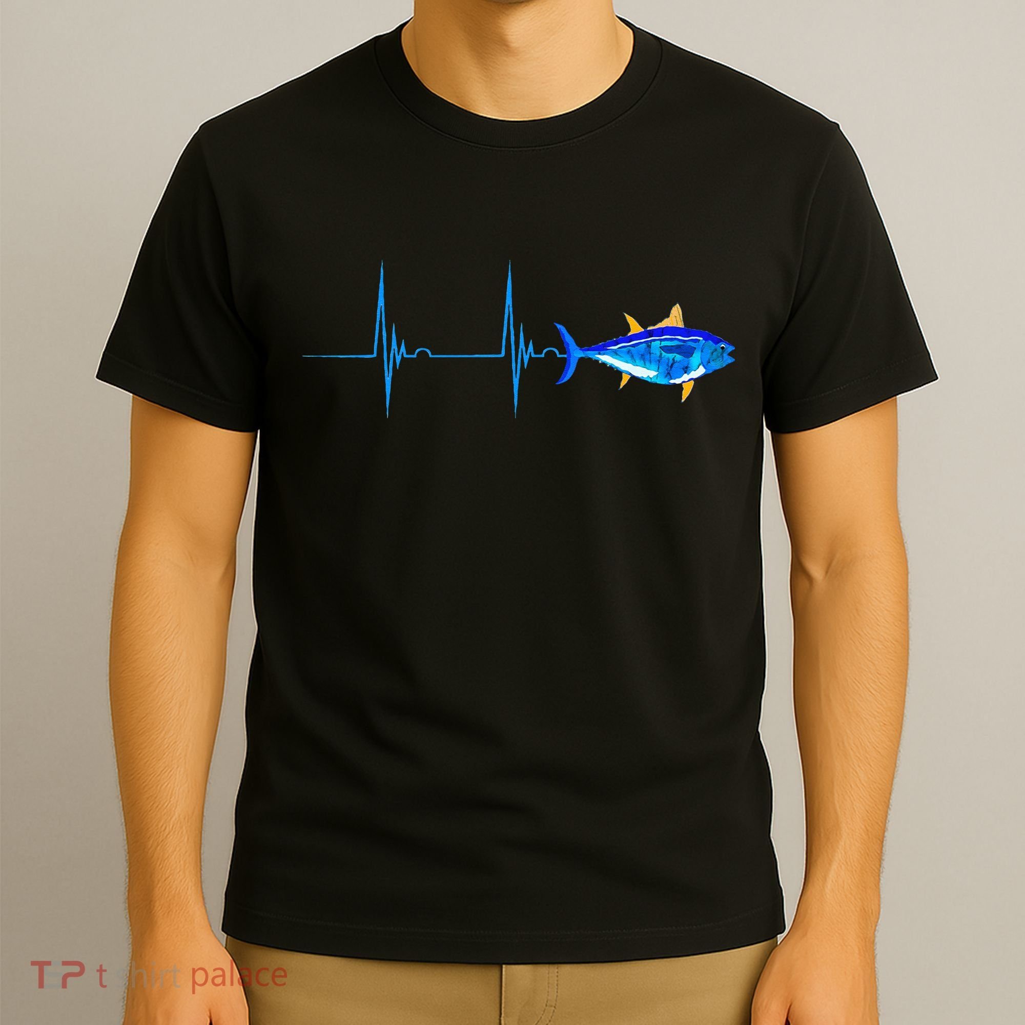 Bluefin Tuna Heartbeat EKG Pulseline Deep Sea Fishing T-Shirt