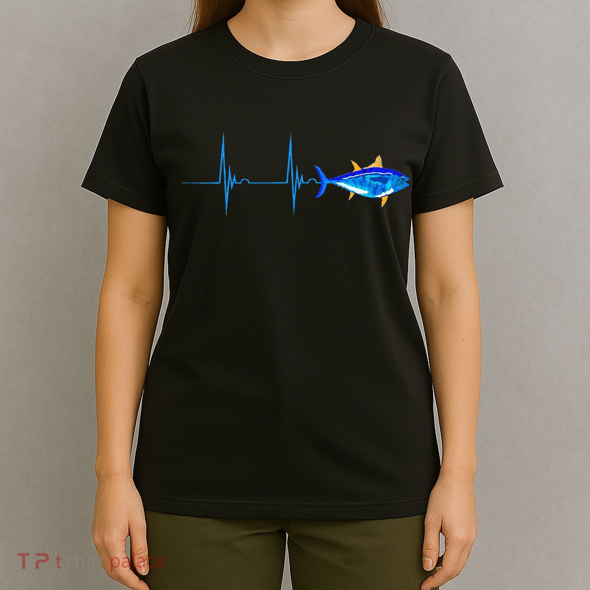 Bluefin Tuna Heartbeat EKG Pulseline Deep Sea Fishing T-Shirt