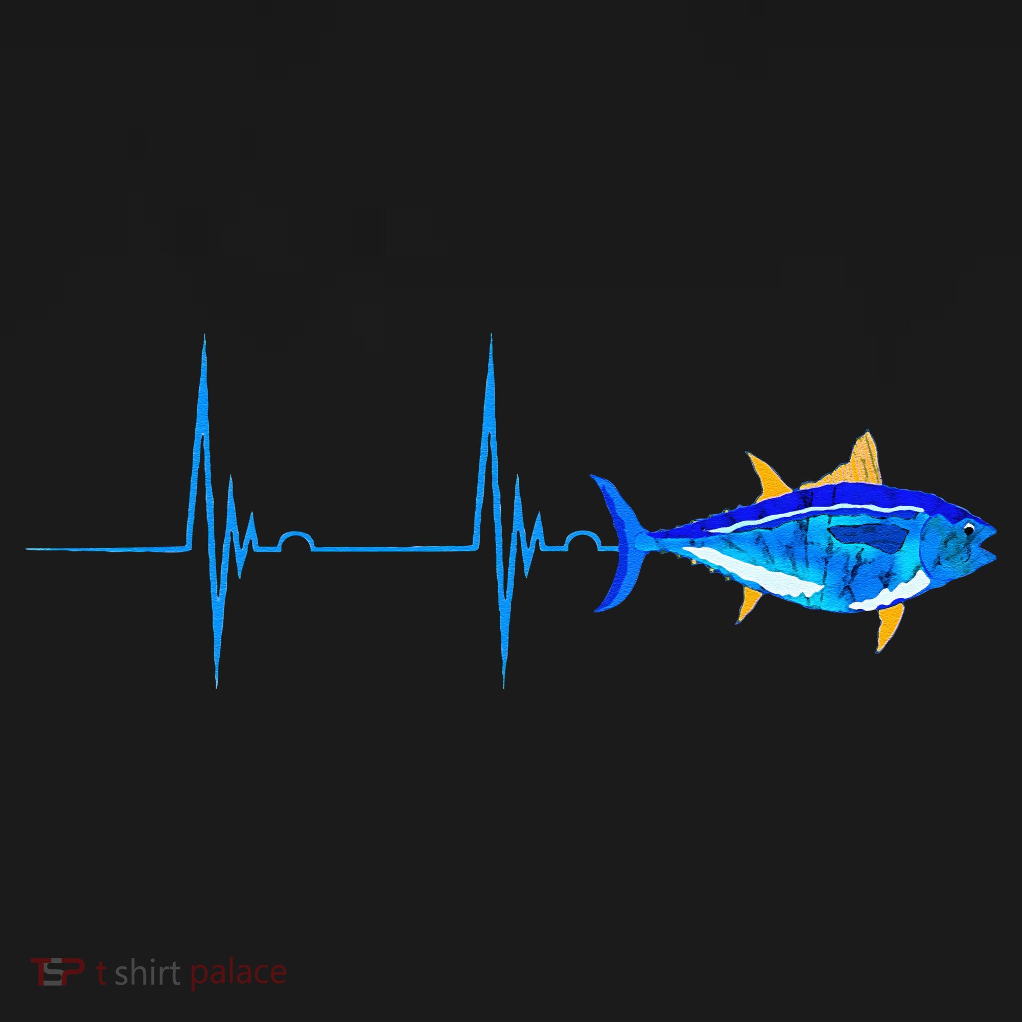 Bluefin Tuna Heartbeat EKG Pulseline Deep Sea Fishing T-Shirt
