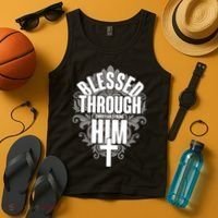 Blessed Through Him Christian Strong Tank Top thumb 4