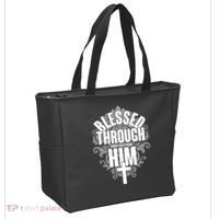 Blessed Through Him Christian Strong Tote Bag thumb 2
