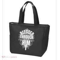 Blessed Through Him Christian Strong Tote Bag thumb 3