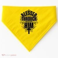 Blessed Through Him Christian Strong USA-Made Doggie Bandana thumb 0