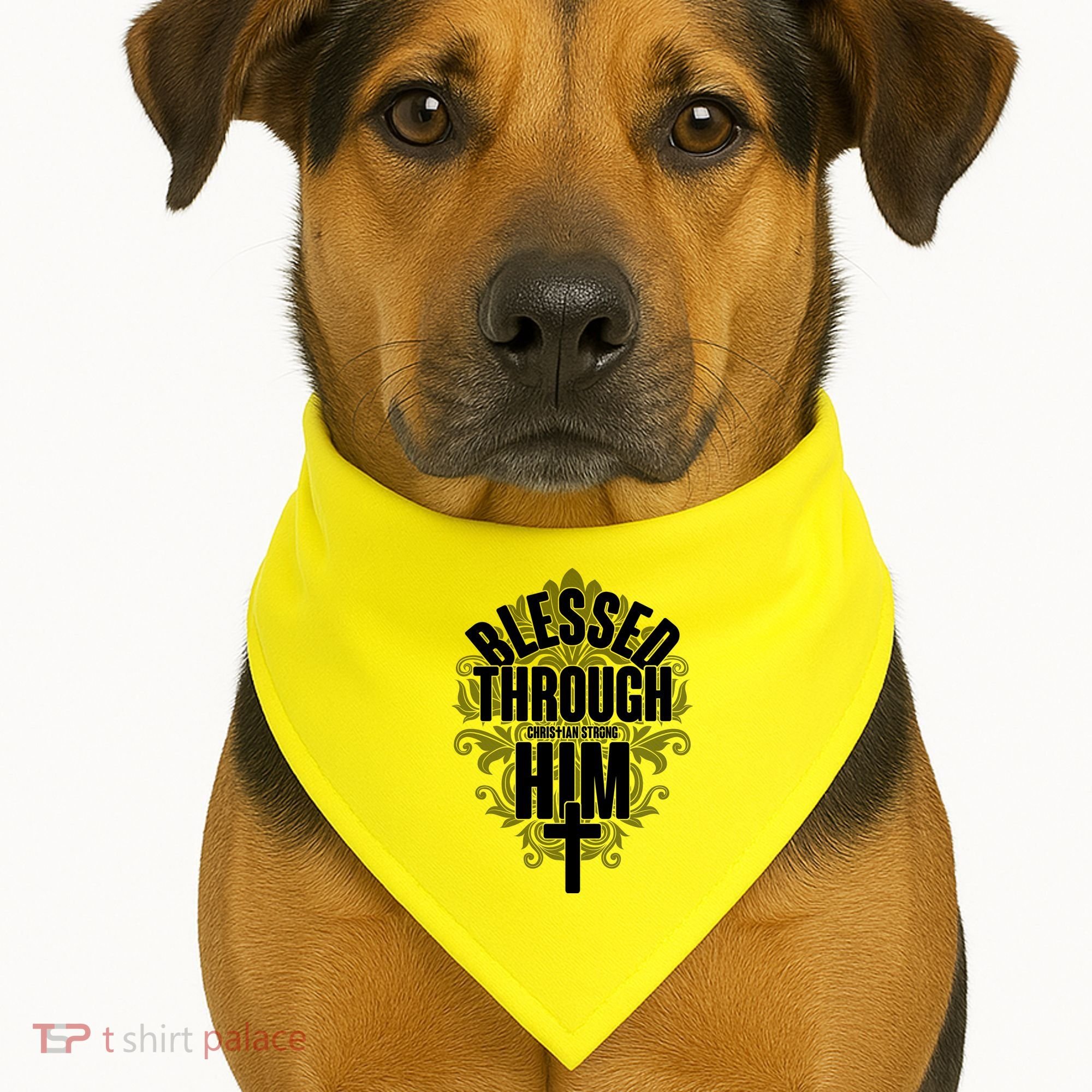 Blessed Through Him Christian Strong USA-Made Doggie Bandana