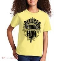 Blessed Through Him Christian Strong Kids T-Shirt thumb 2