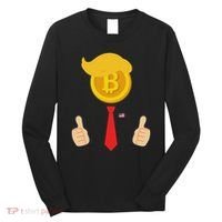 Bitcoin Trump Hair Cryptocurrency President Trump 45 47 Maga Long Sleeve Shirt thumb 0
