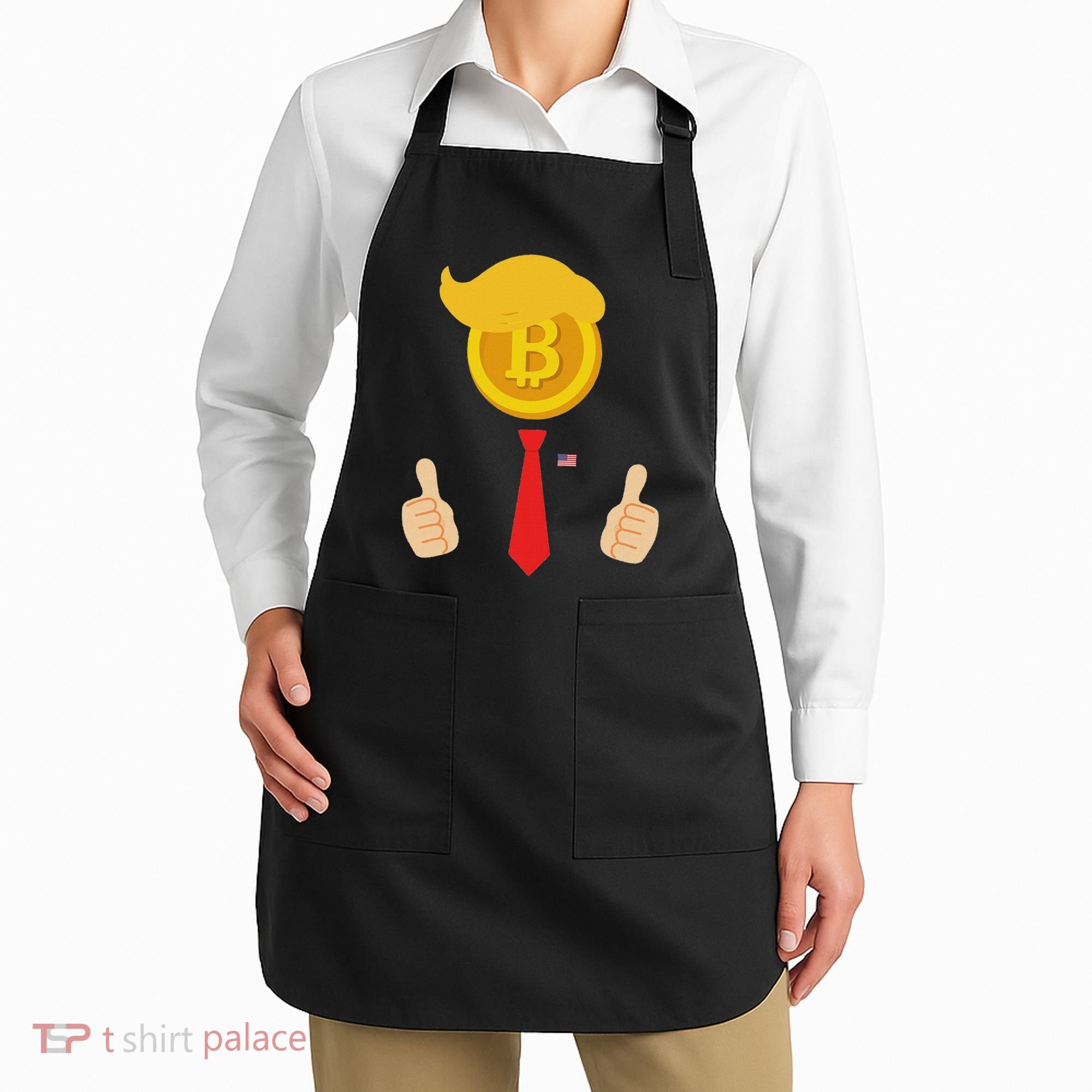 Bitcoin Trump Hair Cryptocurrency President Trump 45 47 Maga Apron
