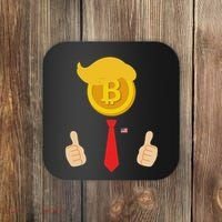 Bitcoin Trump Hair Cryptocurrency President Trump 45 47 Maga Coaster thumb 0