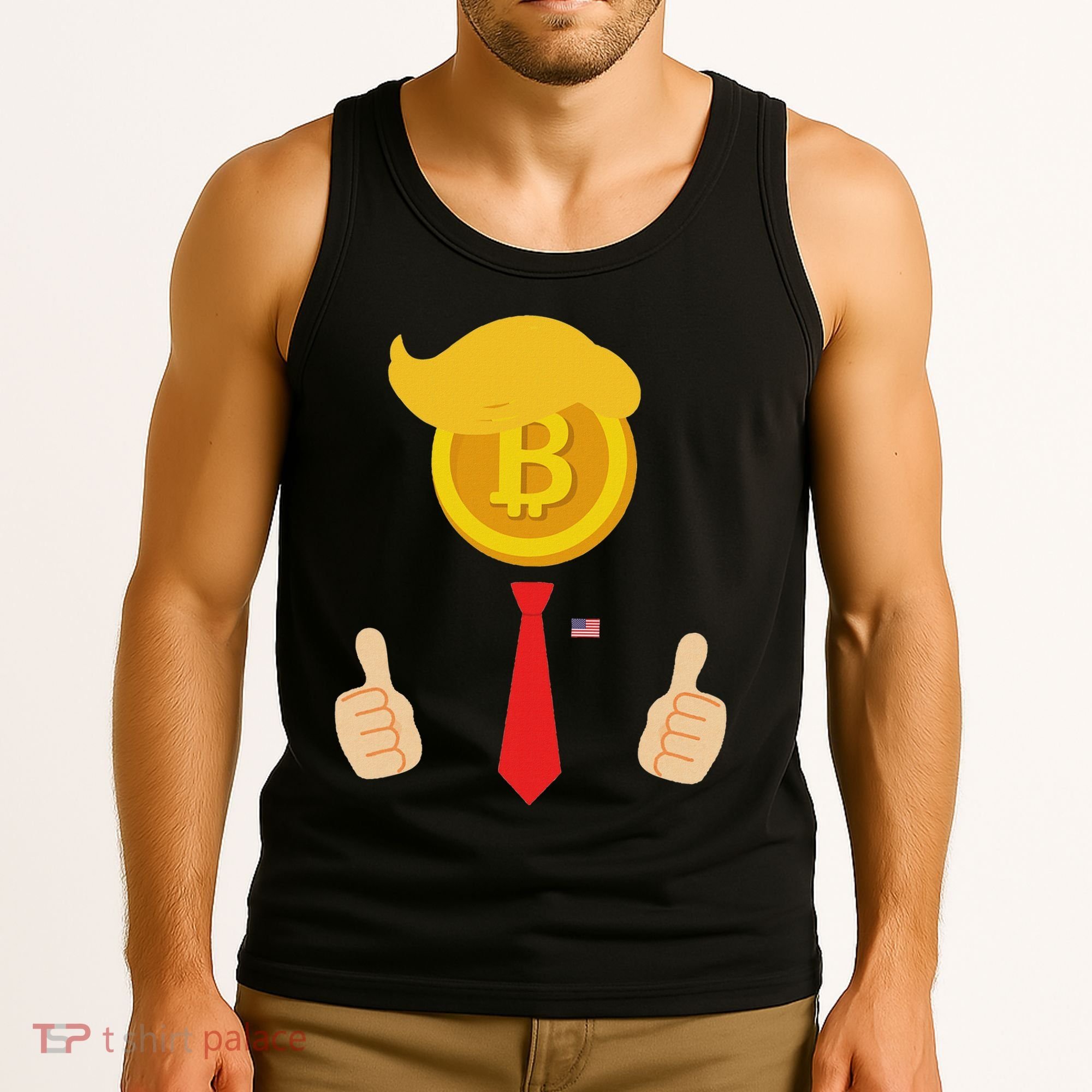 Bitcoin Trump Hair Cryptocurrency President Trump 45 47 Maga Tank Top