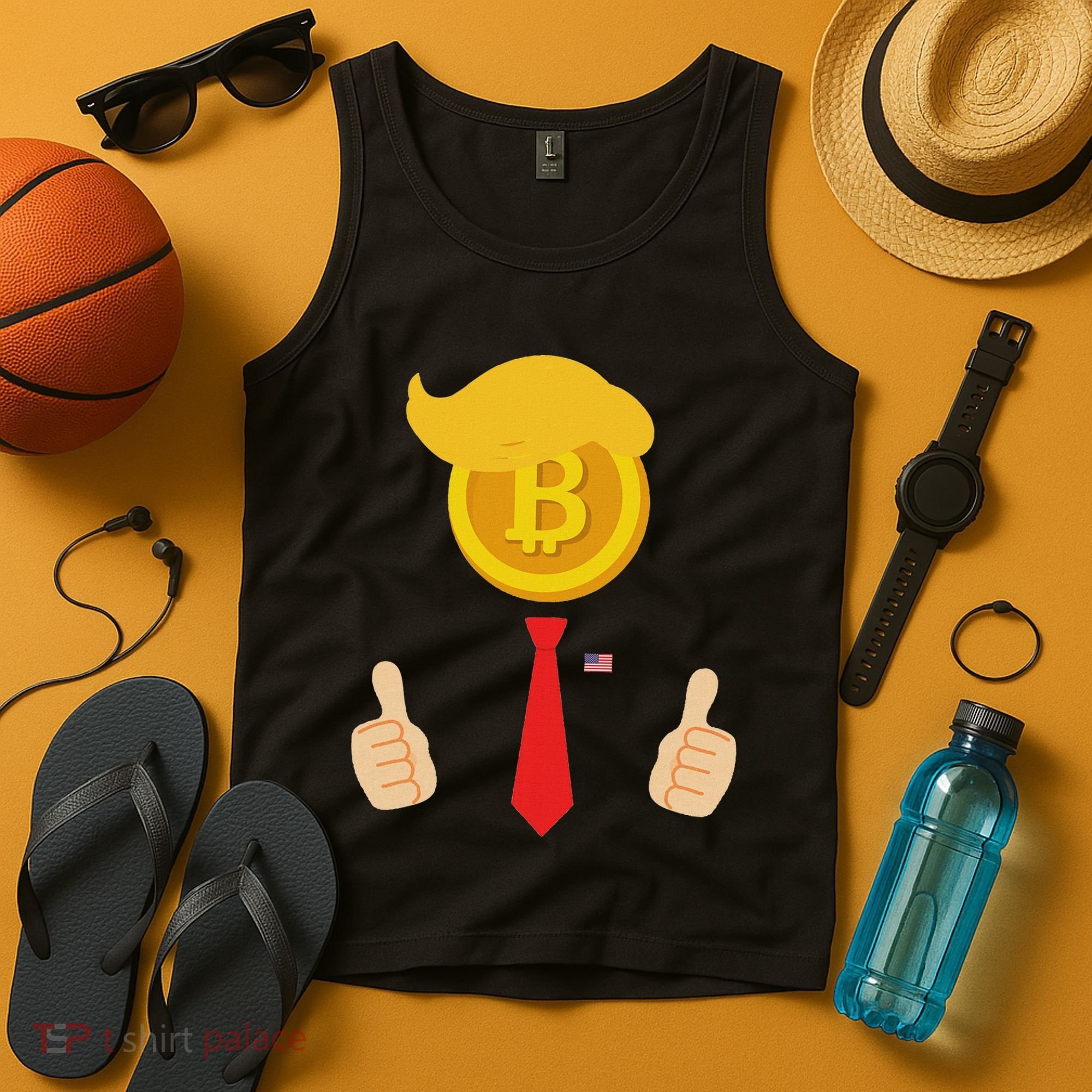 Bitcoin Trump Hair Cryptocurrency President Trump 45 47 Maga Tank Top