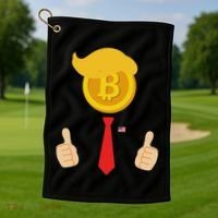 Bitcoin Trump Hair Cryptocurrency President Trump 45 47 Maga Golf Towel thumb 1