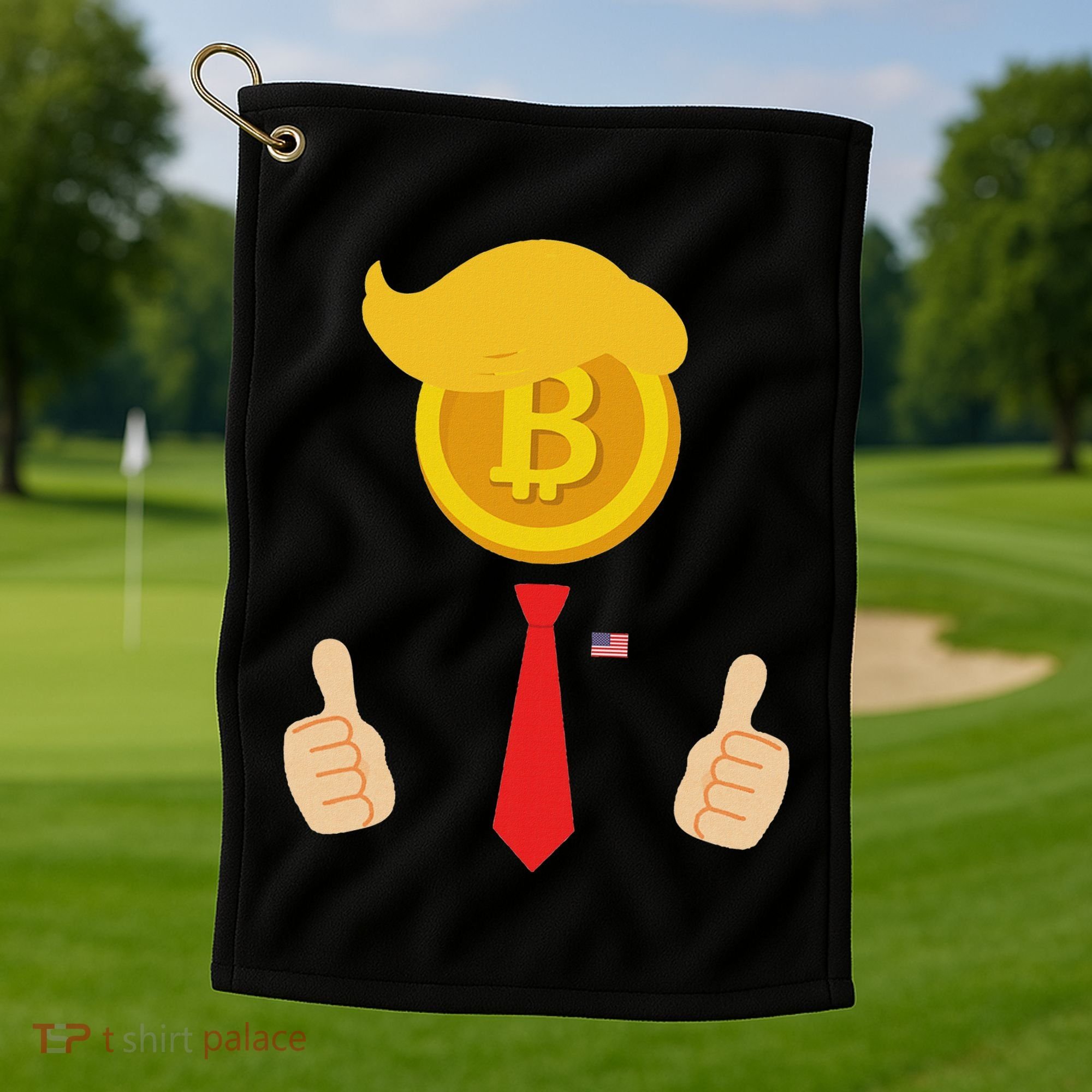 Bitcoin Trump Hair Cryptocurrency President Trump 45 47 Maga Golf Towel
