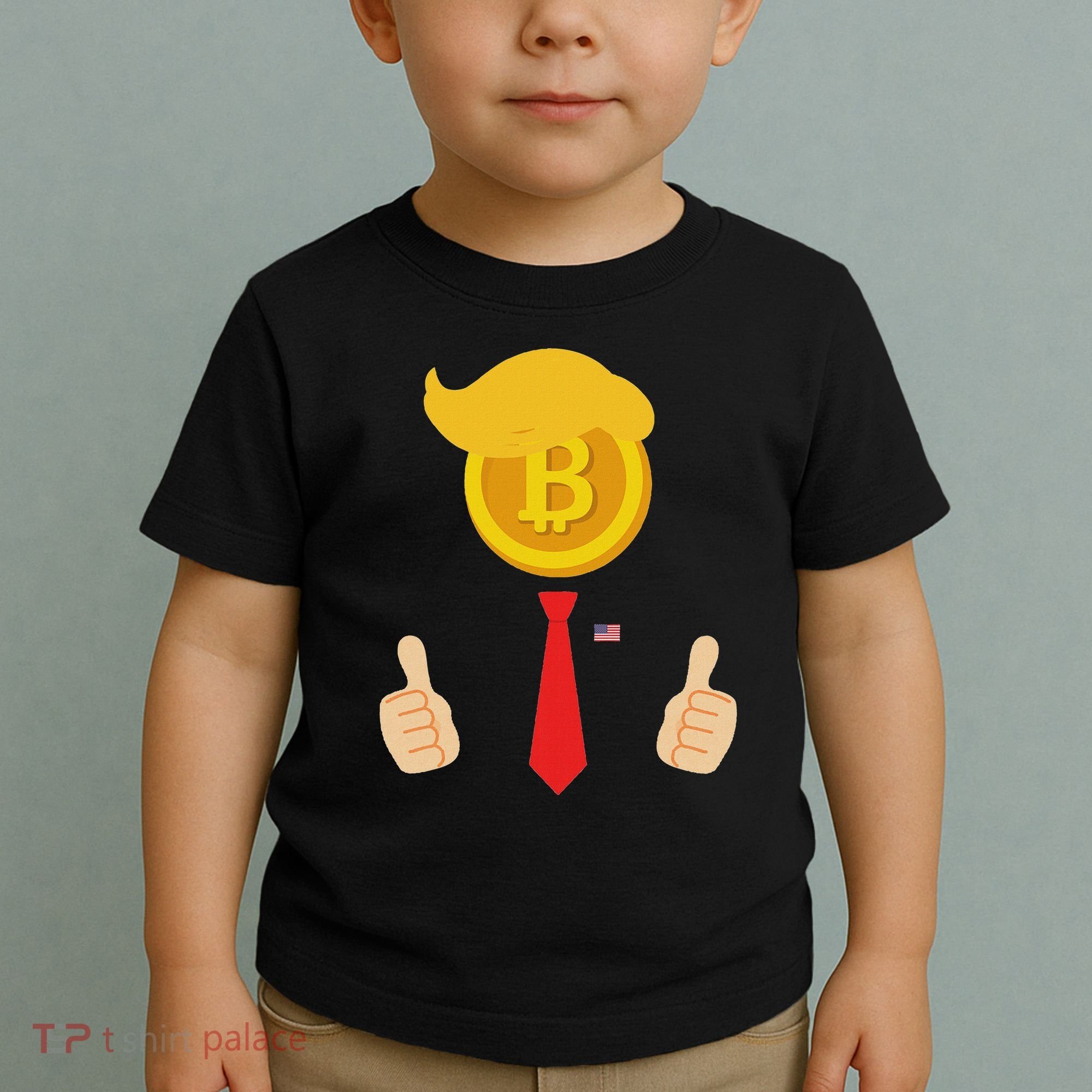 Bitcoin Trump Hair Cryptocurrency President Trump 45 47 Maga Toddler T-Shirt