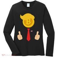 Bitcoin Trump Hair Cryptocurrency President Trump 45 47 Maga Women's Long Sleeve Shirt thumb 0