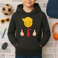 Bitcoin Trump Hair Cryptocurrency President Trump 45 47 Maga Kids Hoodie thumb 2
