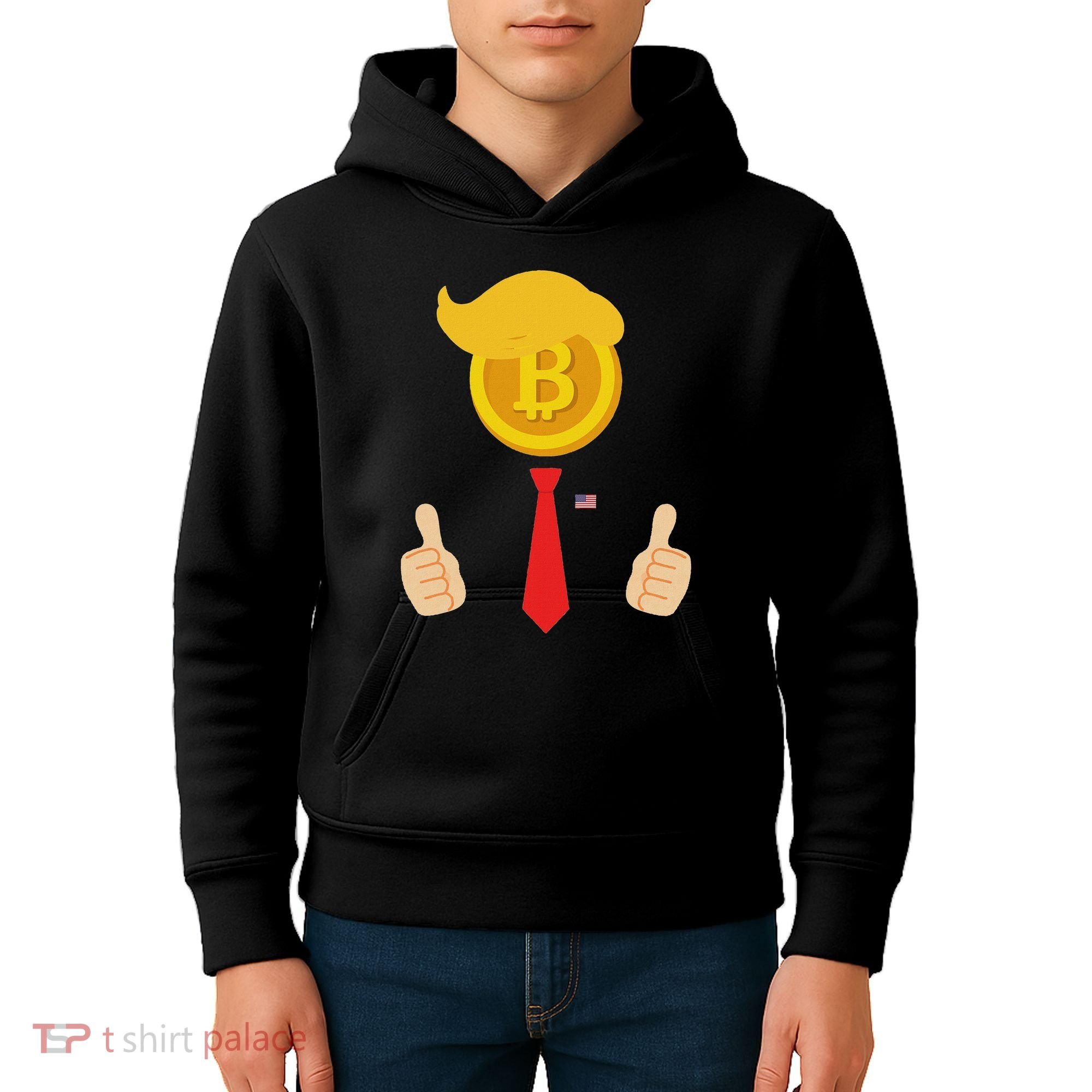 Bitcoin Trump Hair Cryptocurrency President Trump 45 47 Maga Kids Hoodie