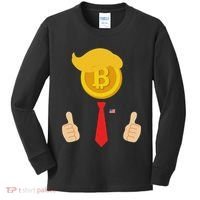 Bitcoin Trump Hair Cryptocurrency President Trump 45 47 Maga Kids Long Sleeve Shirt thumb 0
