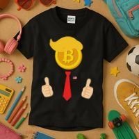Bitcoin Trump Hair Cryptocurrency President Trump 45 47 Maga Kids T-Shirt thumb 3