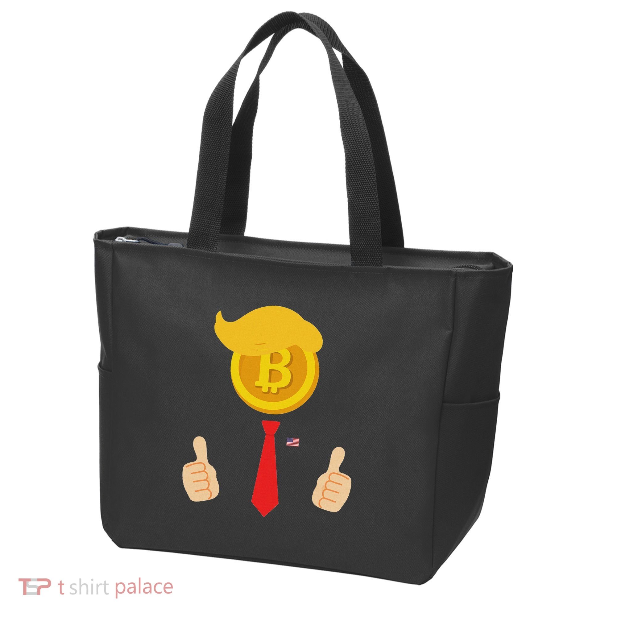 Bitcoin Trump Hair Cryptocurrency President Trump 45 47 Maga Tote Bag