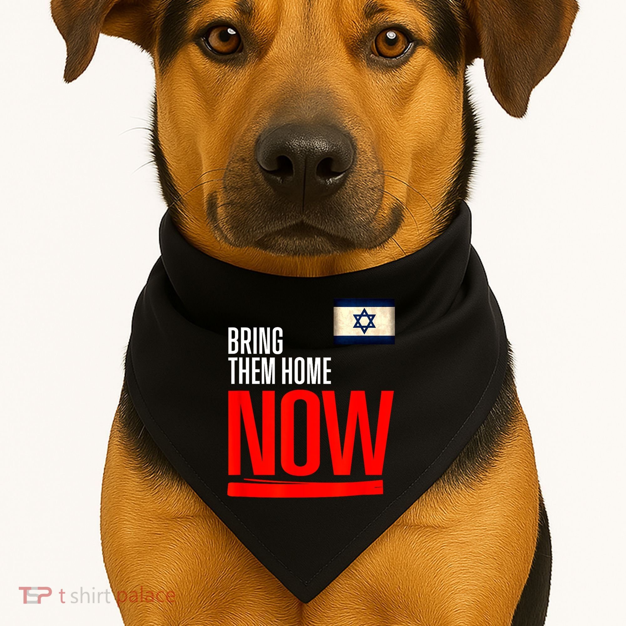 Bring Them Home Now! Stand With Israel Flag USA-Made Doggie Bandana