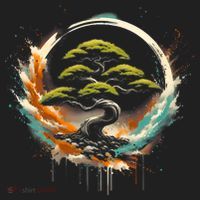Bonsai Tree In Japanese Zen Buddhist Enso Circle Christmas Women's Sweatshirt thumb 2
