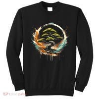 Bonsai Tree In Japanese Zen Buddhist Enso Circle Christmas Sweatshirt thumb 0