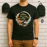 Bonsai Tree In Japanese Zen Buddhist Enso Circle Christmas T-Shirt thumb 6