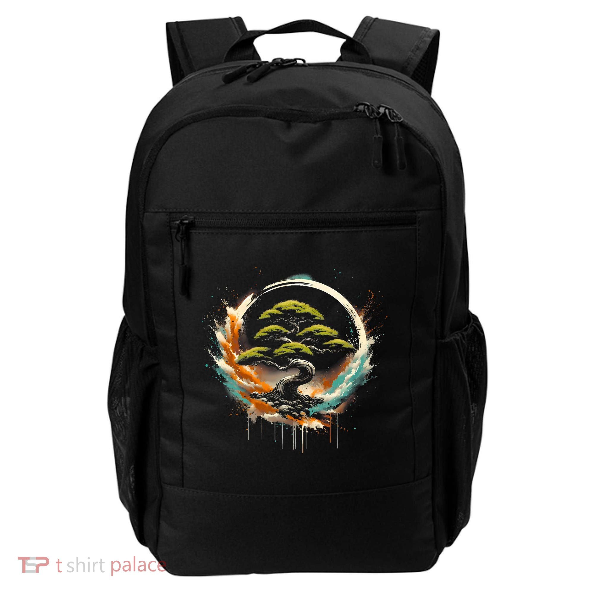 Bonsai Tree In Japanese Zen Buddhist Enso Circle Christmas Backpack
