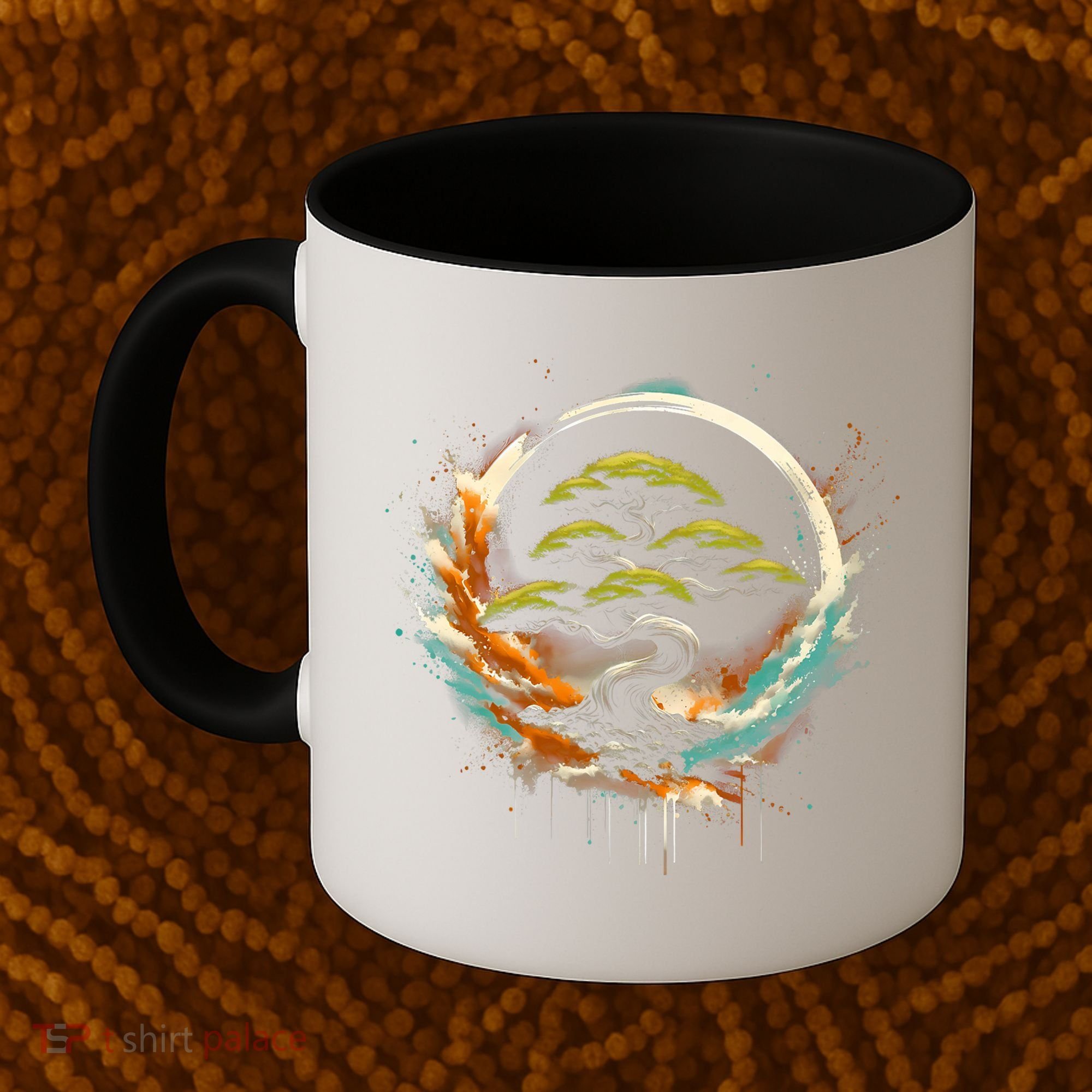 Bonsai Tree In Japanese Zen Buddhist Enso Circle Christmas Coffee Mug