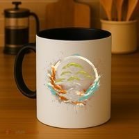 Bonsai Tree In Japanese Zen Buddhist Enso Circle Christmas Coffee Mug thumb 4