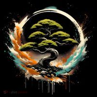 Bonsai Tree In Japanese Zen Buddhist Enso Circle Christmas Coffee Mug thumb 5