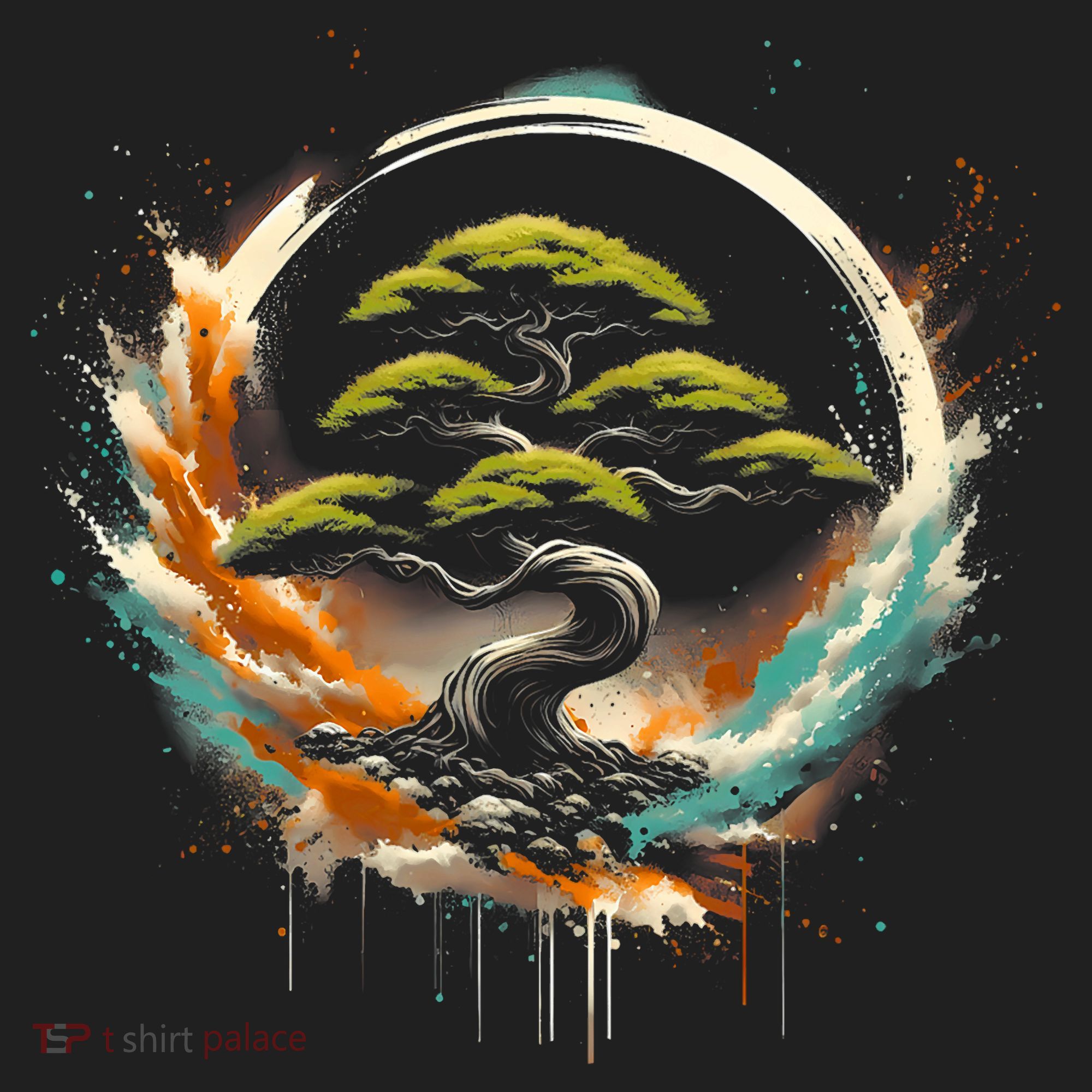 Bonsai Tree In Japanese Zen Buddhist Enso Circle Christmas Beanie