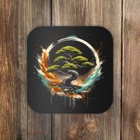 Bonsai Tree In Japanese Zen Buddhist Enso Circle Christmas Coaster thumb 0