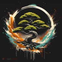 Bonsai Tree In Japanese Zen Buddhist Enso Circle Christmas Women's Hoodie thumb 2
