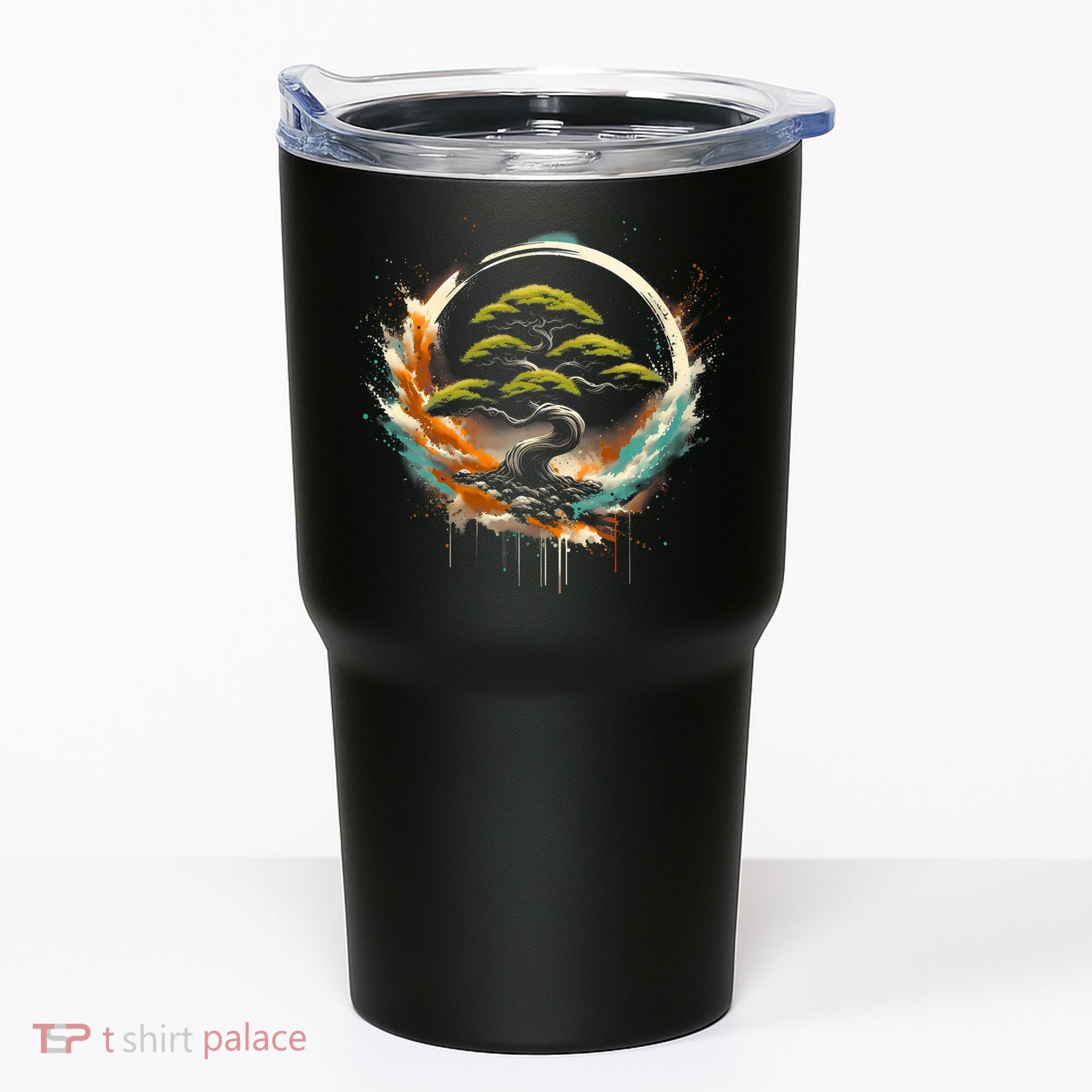 Bonsai Tree In Japanese Zen Buddhist Enso Circle Christmas Tumbler