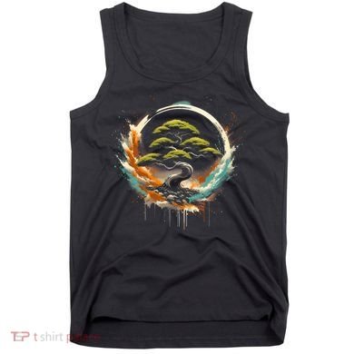 Bonsai Tree In Japanese Zen Buddhist Enso Circle Christmas Tank Top