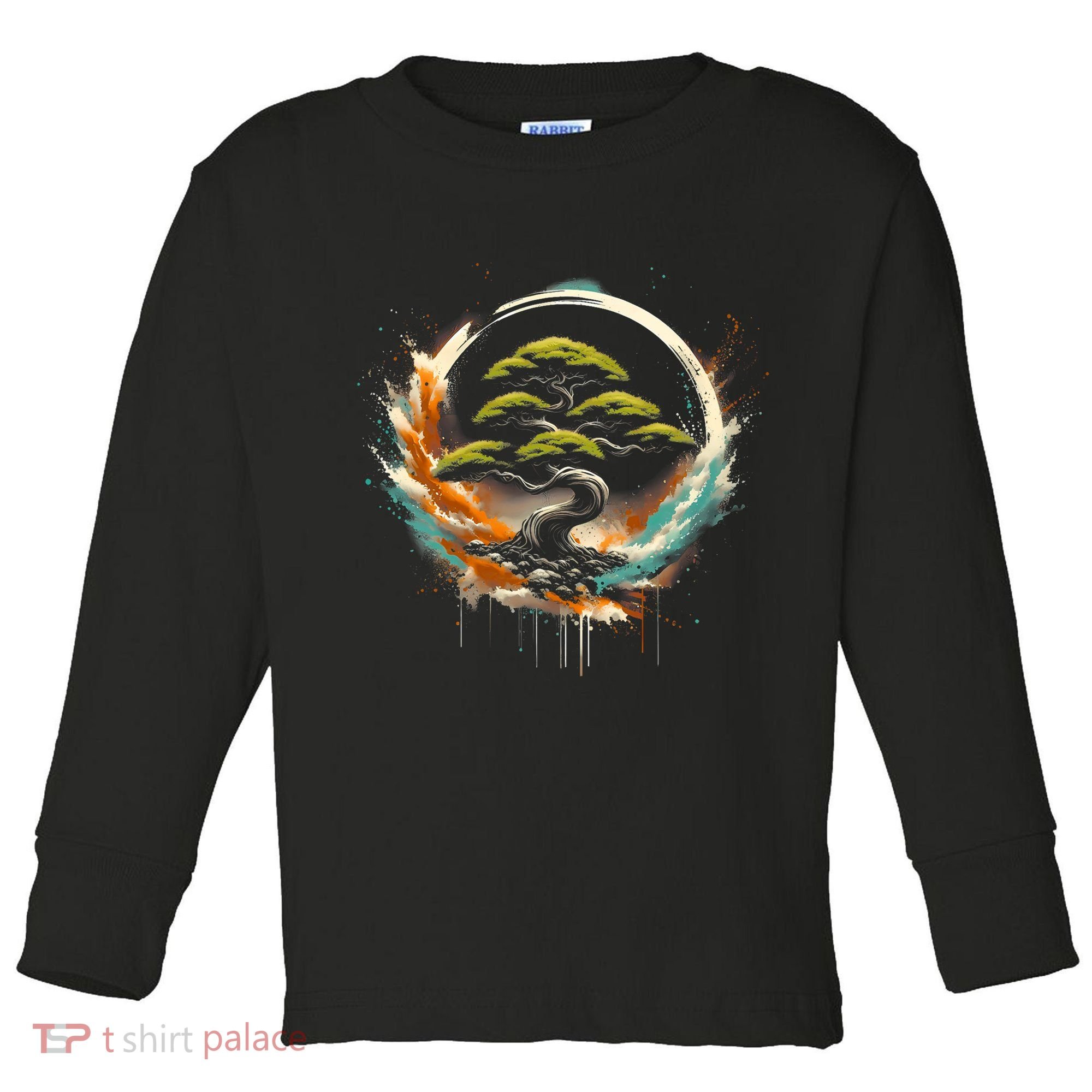 Bonsai Tree In Japanese Zen Buddhist Enso Circle Christmas Toddler Long Sleeve Shirt