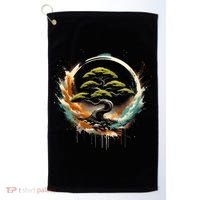 Bonsai Tree In Japanese Zen Buddhist Enso Circle Christmas Golf Towel thumb 0