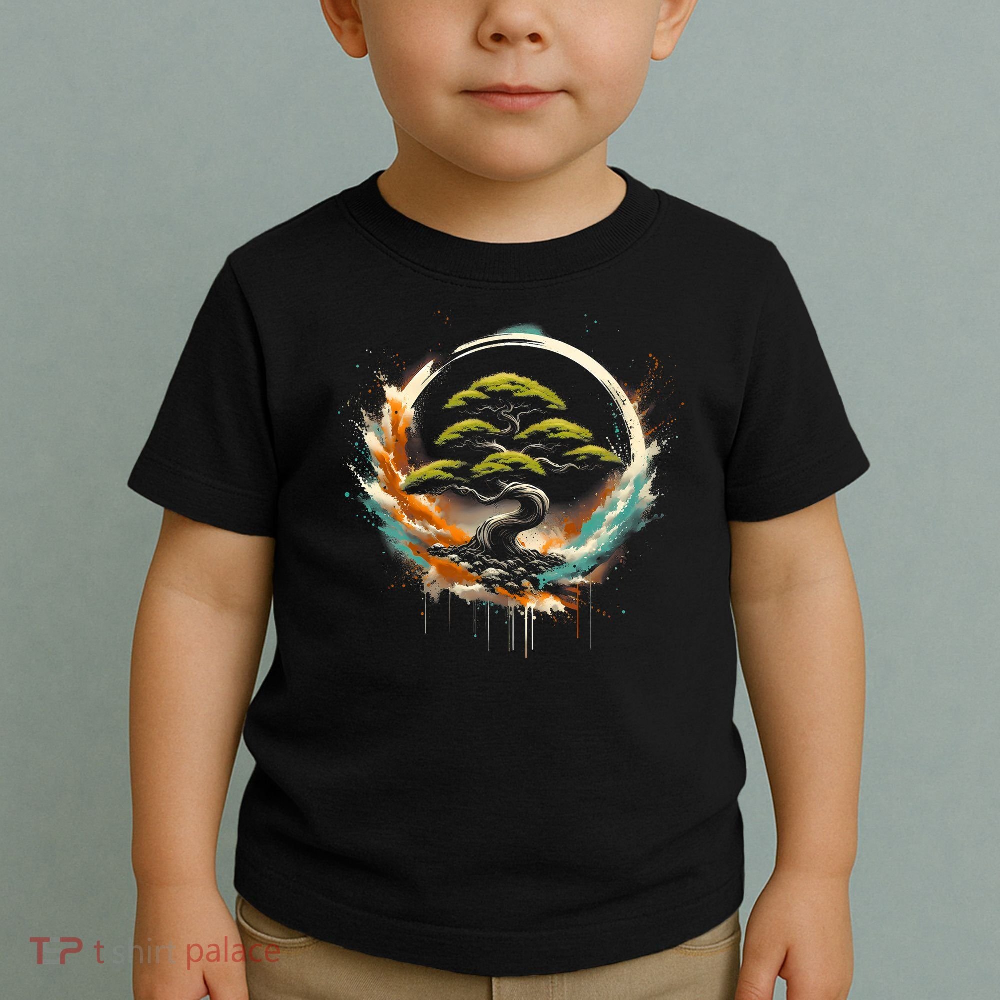 Bonsai Tree In Japanese Zen Buddhist Enso Circle Christmas Toddler T-Shirt