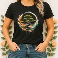 Bonsai Tree In Japanese Zen Buddhist Enso Circle Christmas Women's T-Shirt thumb 2