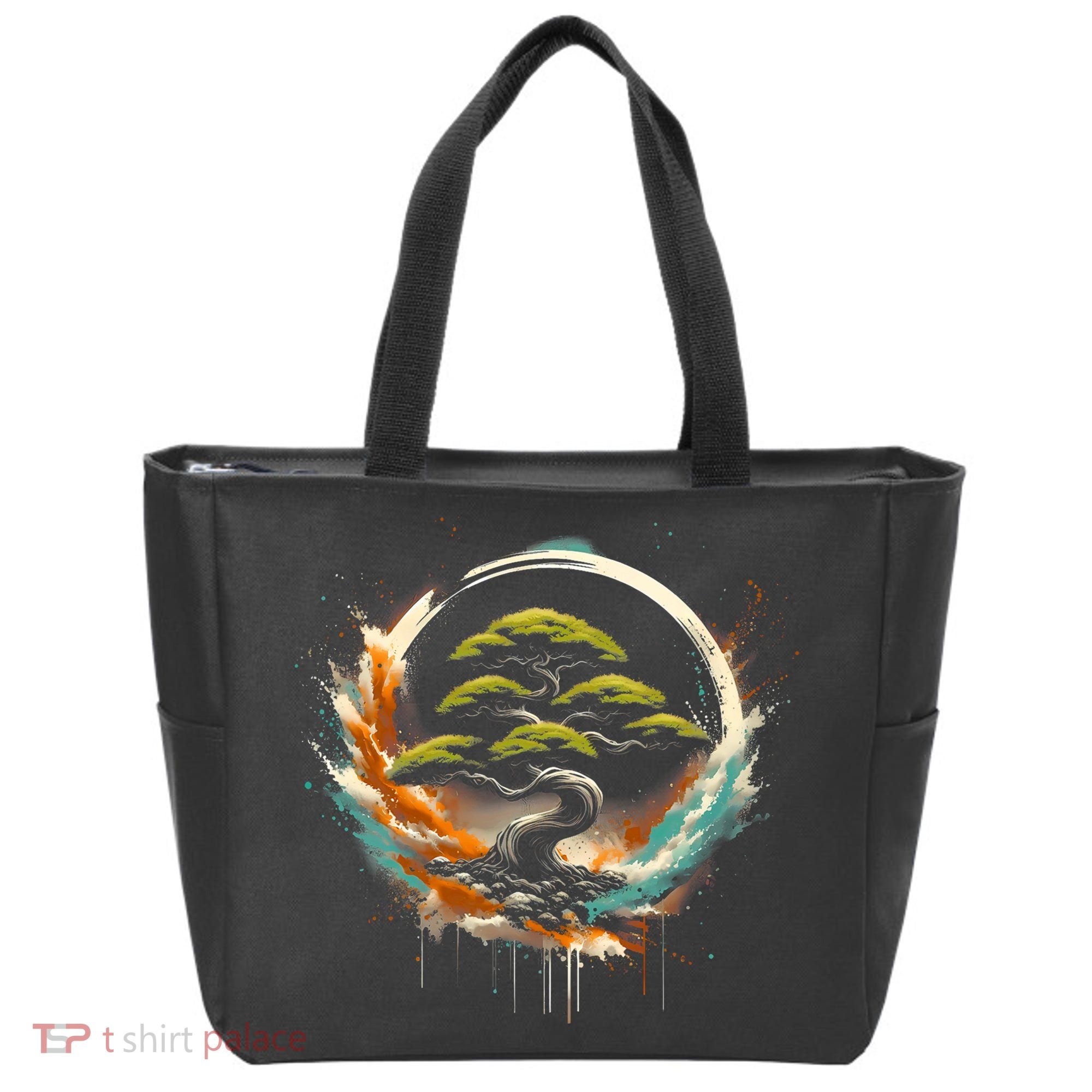 Bonsai Tree In Japanese Zen Buddhist Enso Circle Christmas Tote Bag