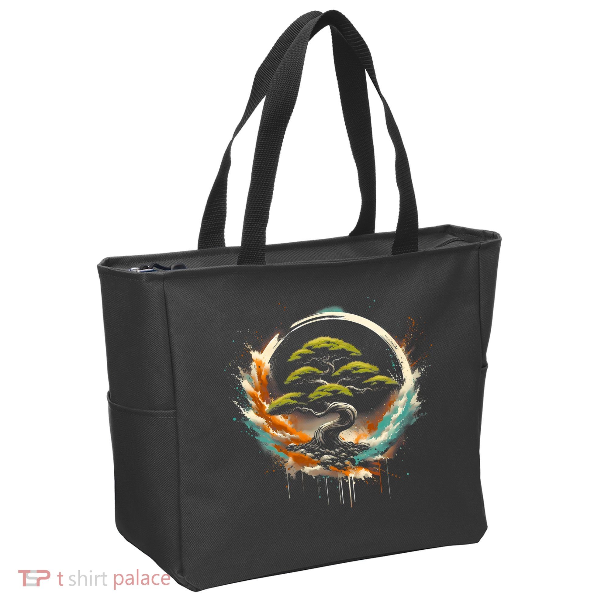 Bonsai Tree In Japanese Zen Buddhist Enso Circle Christmas Tote Bag