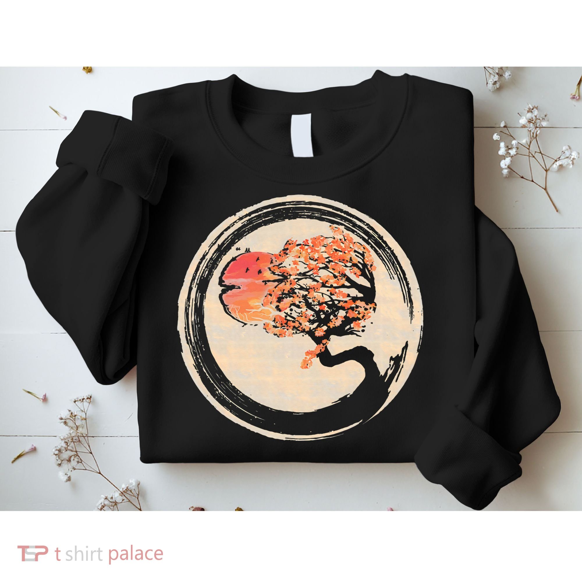 Bonsai Tree in Enso Circle Japanese Zen Sweatshirt