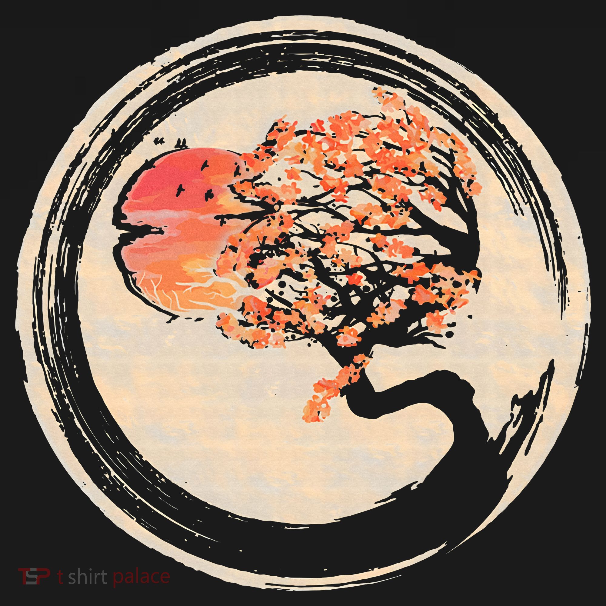 Bonsai Tree in Enso Circle Japanese Zen Sweatshirt