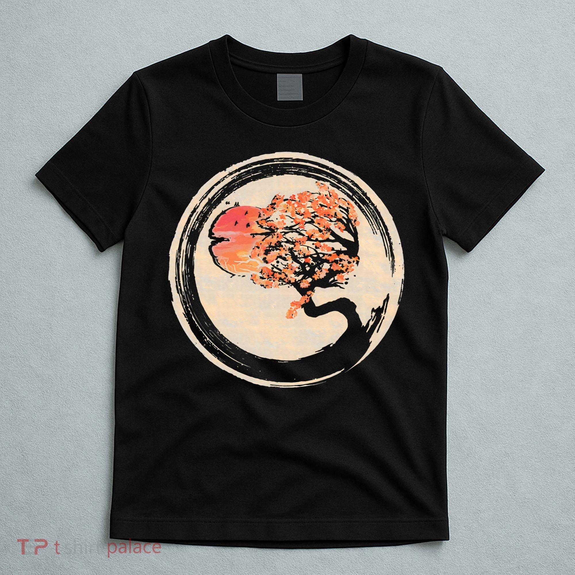 Bonsai Tree in Enso Circle Japanese Zen T-Shirt