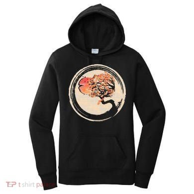 Bonsai Tree in Enso Circle Japanese Zen Women's Hoodie