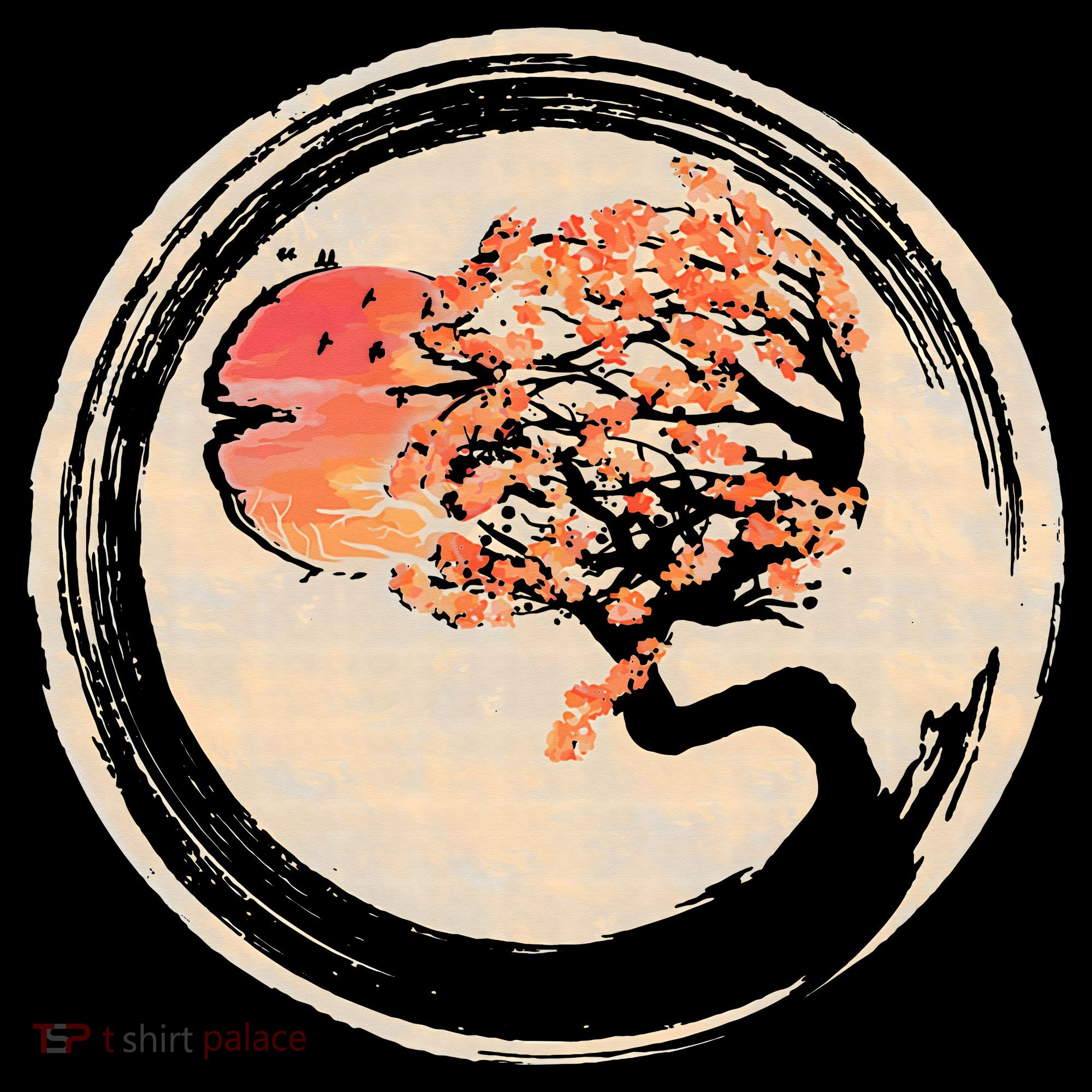 Bonsai Tree in Enso Circle Japanese Zen Women's Hoodie