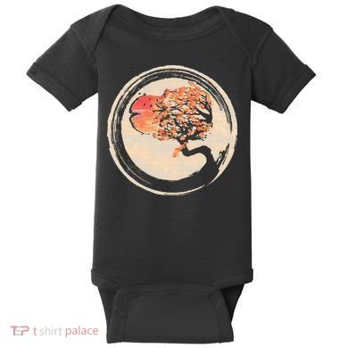 Bonsai Tree in Enso Circle Japanese Zen Baby Bodysuit