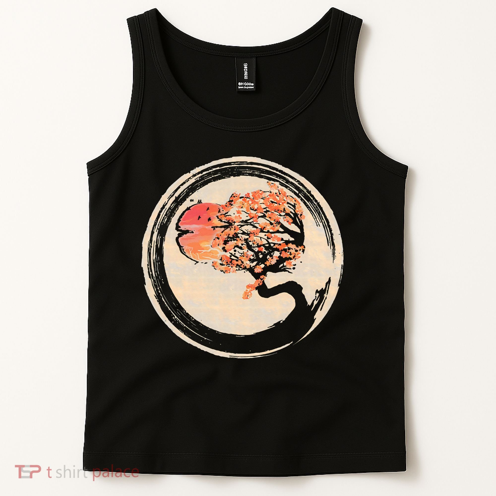 Bonsai Tree in Enso Circle Japanese Zen Tank Top