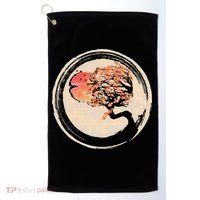 Bonsai Tree in Enso Circle Japanese Zen Golf Towel thumb 0